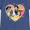 Girls' - Disney Princess - Tiana Jasmine Cinderella Rapunzel Bell Mulan Heart Fitted Short Sleeve Graphic T-Shirt - 2 of 4