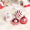 24pc Red and White Ornament Balls, Assorted Christmas Glitter Baubles| OrnamentallyYou - 2 of 4