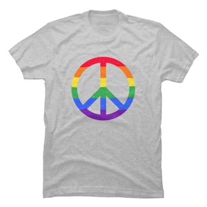 Adult Design By Humans Rainbow Pride and Peace Sign By JuanMedina T-Shirt - 1 of 2