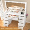 USIKEY Vanity Desk with Large Lighted Mirror and Power Outlet, 46" Makeup Vanity with 9 Drawers and Glass Desktop,12 LED Lights - 3 of 4