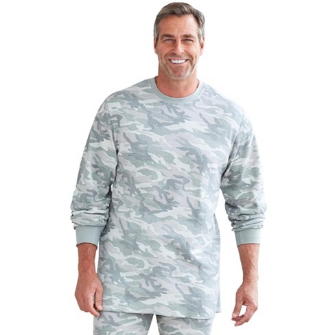 KingSize Men's Big & Tall Heavyweight Thermal Waffle Underwear Crewneck Tee  - Big - 5XL, Grey Camo Gray Long Underwear Top