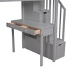 PAGED Simple Wooden Loft Bed Bunk Bed with Desk, Twin Size Bed Frame with 4 Drawers, 3 Shelves, Storage Stairs and Guardrail for Bedroom - 4 of 4