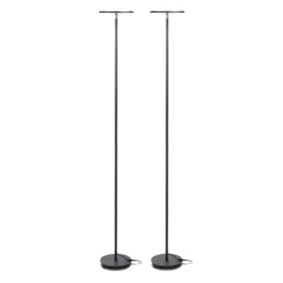 Brightech Logan Arc Standing Floor Lamp with LED Bulb, Drum Shade, and Marble Base for Living Room, Bedroom, Home Office, or Dorm Room, Black (2 Pack)