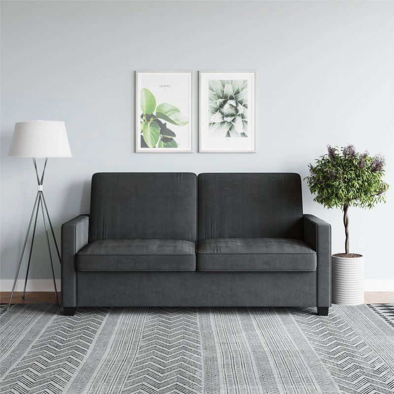 Full Cassidy Sofa Sleeper with Memory Foam Mattress Gray Velvet - Dorel Home Products, 4 of 14