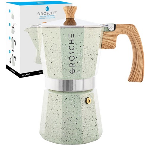 GROSCHE Milano Stone Stovetop Espresso Maker, 9 Cup, Mint Green