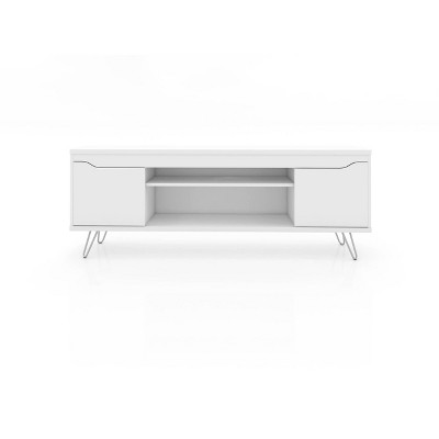 Baxter TV Stand for TVs up to 60" White - Manhattan Comfort: Mid-Century Modern Media Console with Cable Management