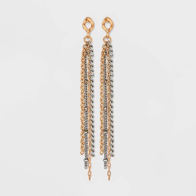 Mixed Tassel Chain Linear Earrings - Universal Thread™ Gold