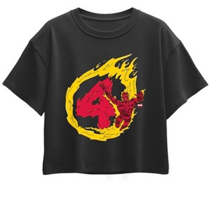 Girls' - Marvel - Fantastic Four Human Torch 4 Short Sleeve Boxy Graphic T-Shirt - 1 of 1