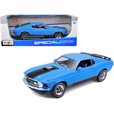 1970 Ford Mustang Mach 1 428 Blue with Black Stripes "Special Edition" 1/18 Diecast Model Car by Maisto
