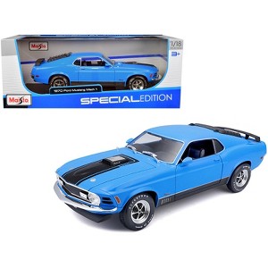 1970 Ford Mustang Mach 1 428 Blue with Black Stripes "Special Edition" 1/18 Diecast Model Car by Maisto - 1 of 3