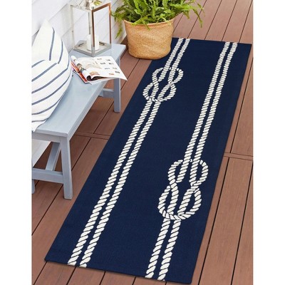 Coastal Charm Hand-Tufted Round Rug in Navy Blue, 24.5" Wool Blend