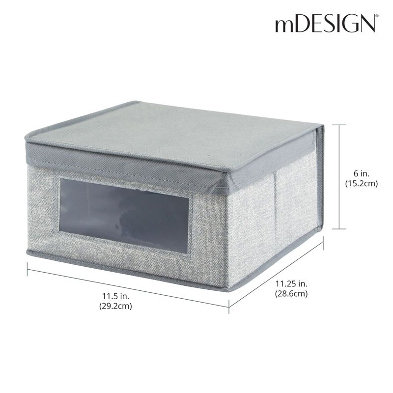 mDesign Medium Fabric Closet Storage Box with Front Window/Lid, 4 of 10
