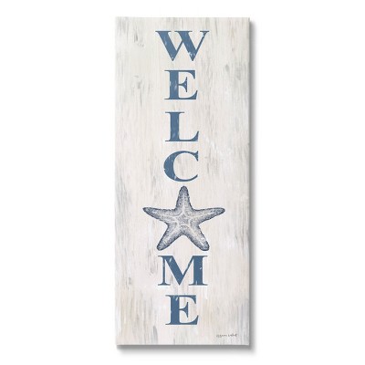 Stupell Industries Welcome Starfish Phrase Sign Canvas Wall Art