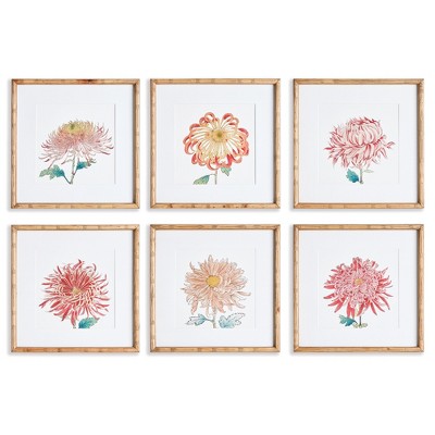 Plum & Post Colorful Chrysanthemum Prints St/6