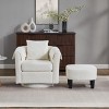 GlasFlength Accent Chairs Swivel Accent Chair Chenille Barrel Armchair with Ottoman Set Modern Side Chair for Room, White, 27"*24.6"*24.8" - 3 of 4