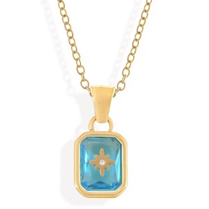 Anna-Kaci Gold Tone Pendant Necklace with Rectangular Crystal and Starburst Accent - 1 of 4