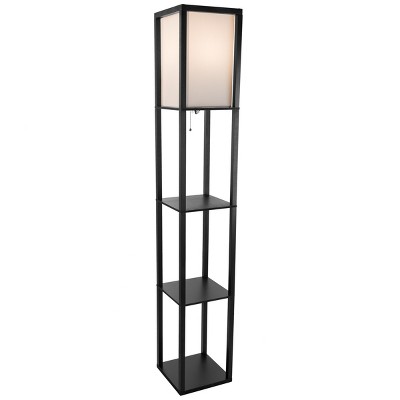 Sleek Black 19.5" Etagere Shelf Floor Lamp with LED Light