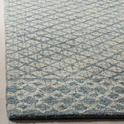 Handmade Ivory Wool Abstract Tufted Rectangular Rug 27" x 5"