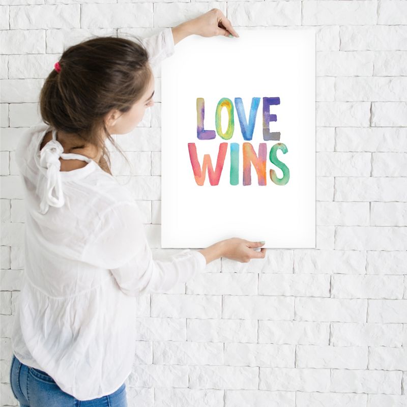Americanflat Motivational Minimalist Love Wins Watercolor By Motivated Type Poster, 3 of 7