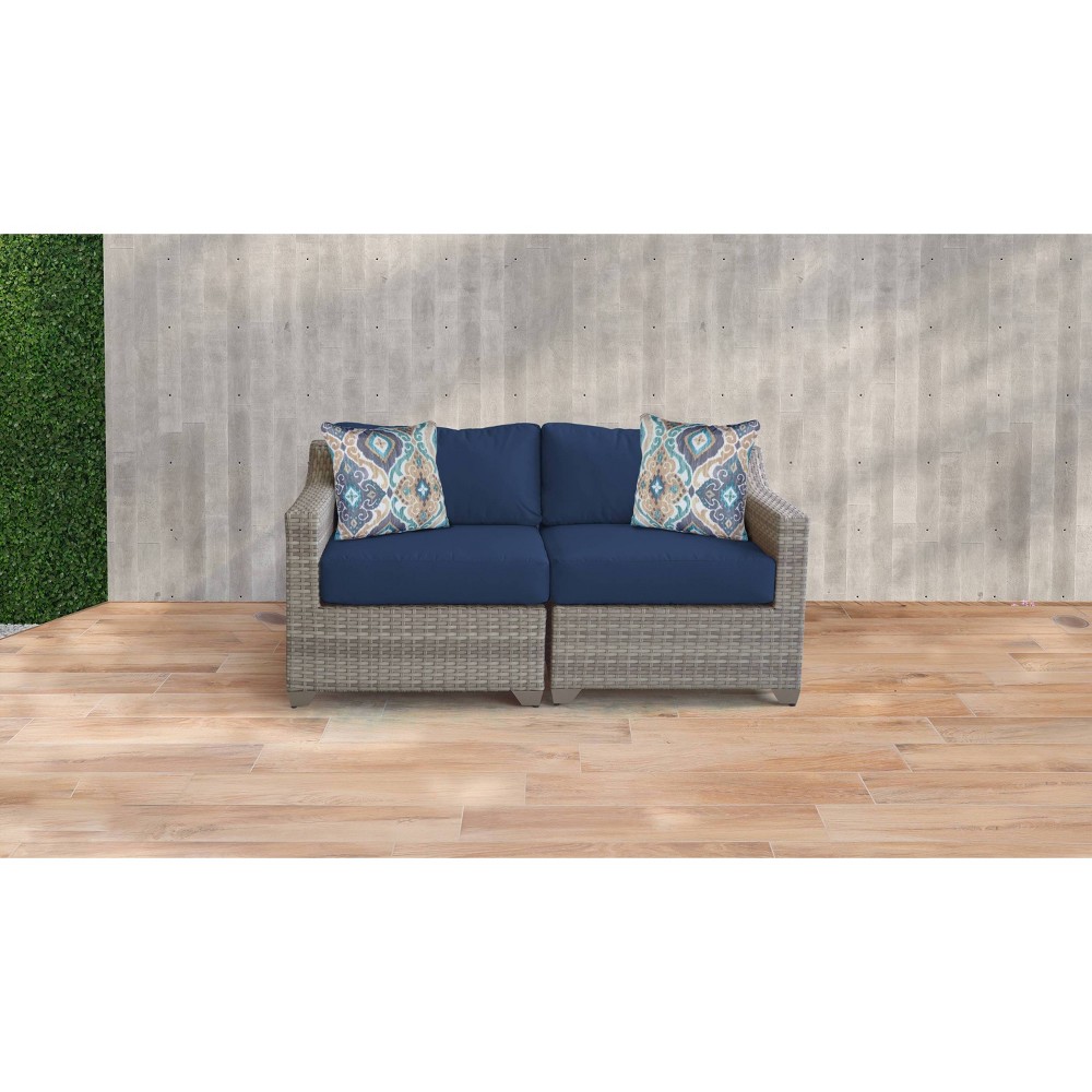 Fairmont 2pc Patio Sectional Loveseat with Cushions Navy TK Classics