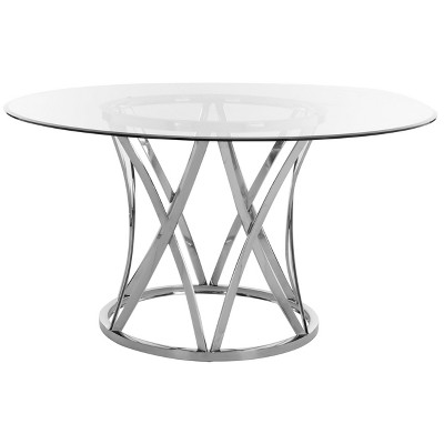 Kyrie Glass Top Dining Table Chrome - Safavieh