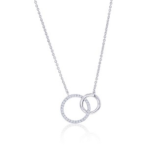 Diamonds D'Argento Sterling Silver, Double Circle Diamond Necklace - (38 Stones) - Silver - 16+2 Inch - 1 of 2