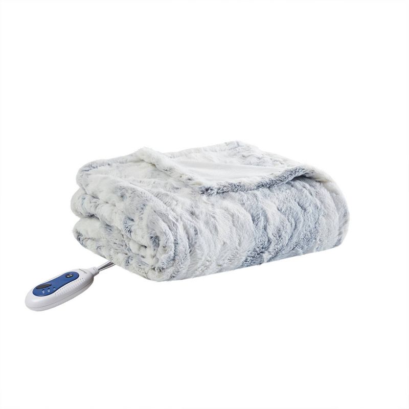 50"x70" Aina Marble Faux Fur Heated Throw Blanket - Beautyrest, 1 of 12