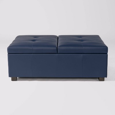 Antonio Extra Large Storage Ottoman Blue - Corliving: Faux Leather ...