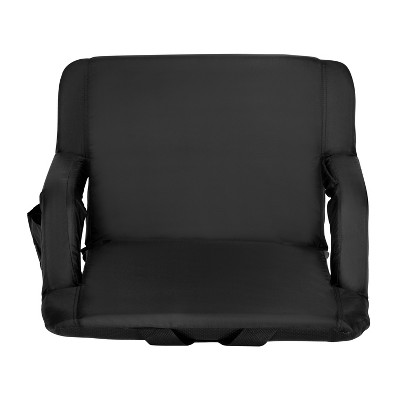 Black Extra Wide Reclining Portable Stadium Chair with Armrests