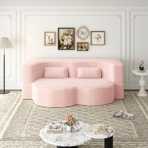 KWPZQEB Convertible Folding Sofa Bed, Corduroy Fabric Foam-Filled Couch with 2 Pillows, Modern Folding Loveseat Sofa for Living Room, Bedroom - 1 of 4