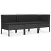 vidaXL 3 Piece Patio Lounge Set with Cushions Poly Rattan Black - 2 of 4
