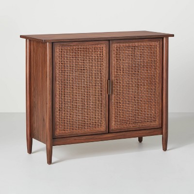 Wood \u0026 Cane Storage Cabinet Brown 