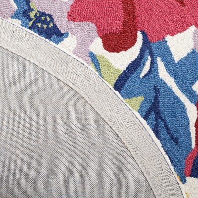 Ivory and Rose Floral Hand Tufted Wool Area Rug 4' x 6'