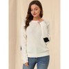 Allegra K Women's Pullover Drop Shoulder Elbow Patch Pullover Loose Sweater - image 4 of 4