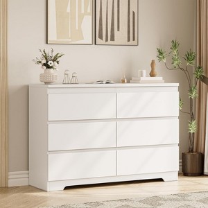 COZONY Modern 6-Drawer Dresser, Contemporary Wood Storage Cabinet, Double Dresser Chest for Bedroom Living Room Entryway - 1 of 4