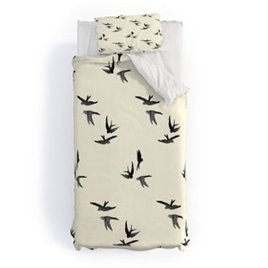 Deny Designs Morgan Kendall Black Birds Duvet and Sham Set - 1 of 4