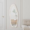 SEVOBAL Full Length Mirror 63" x 24" Flannel Wrapped Wooden Frame Irregular Wavy Design for Bedroom Living Room, White, 63"*24"*3.34" - 4 of 4