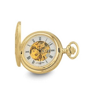 Black Bow Jewelry Charles Hubert Gold Finish White Dial 48mm Pocket Watch - 1 of 4