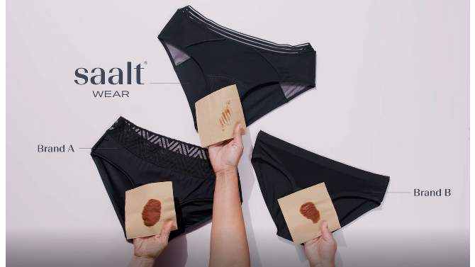 Saalt Leak Proof Period Underwear Regular Absorbency - Soft-Stretch Mesh Hipster, 2 of 11, play video
