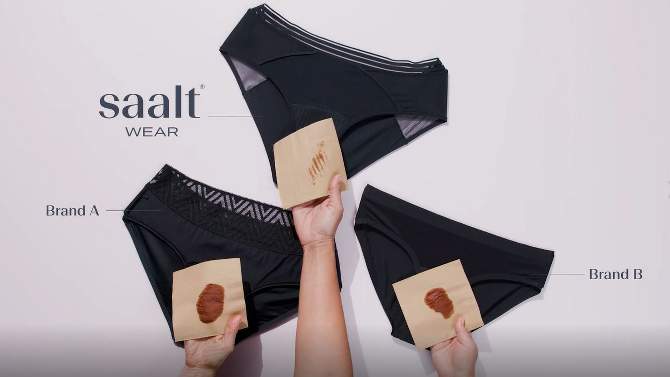 Saalt Leak Proof Period Underwear Regular Absorbency - Soft-Stretch European Lace High Waist Briefs, 2 of 11, play video
