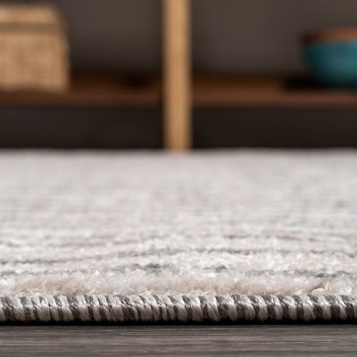 Skoura Striped Gray Synthetic 4' x 6' Easy-Care Area Rug