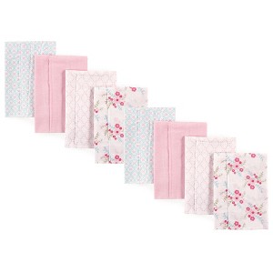 Luvable Friends Girls Cotton Poly Flannel Burp Cloths 8-Pack, Floral, One Size - 1 of 1