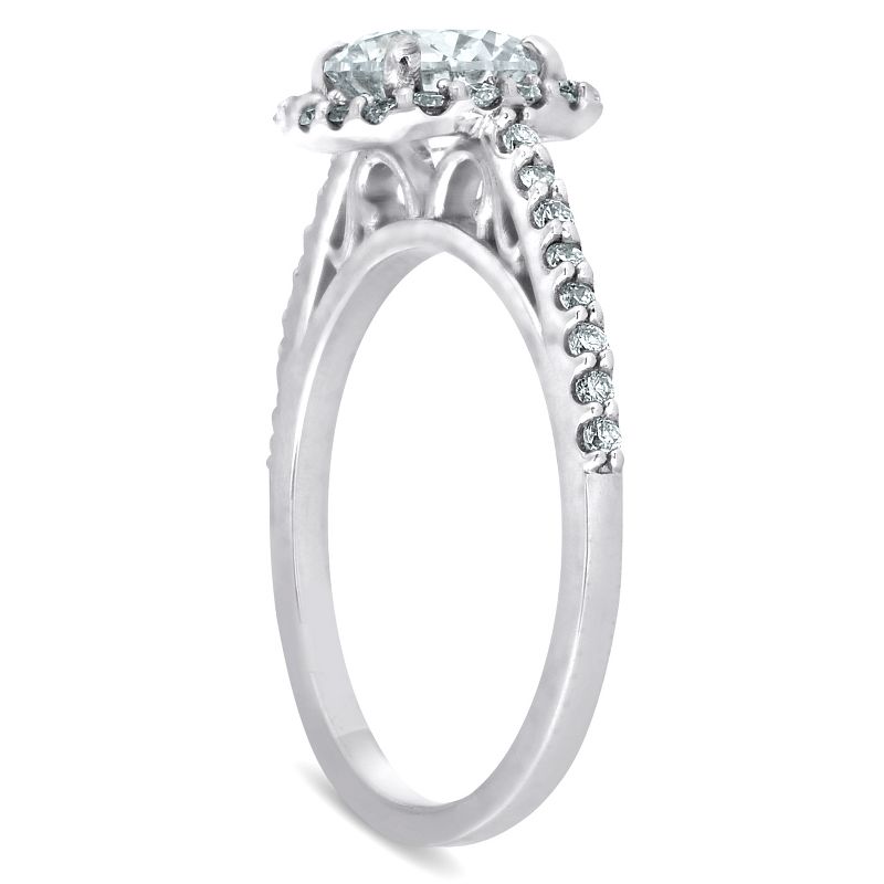 Pompeii3 1Ct Cushion Halo Diamond Engagement Ring 14k White Gold SZ 7 - Size 7, 2 of 5