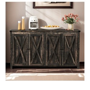 55 inch Sideboard Buffet Cabinet With Storage With 4 Doors Sideboard Buffet Cabinet With Adjustable Shelfs For Kitchen, Living Room - 1 of 4