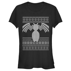 Juniors Womens Marvel Ugly Christmas Venom T-Shirt - 1 of 3