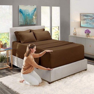 Chocolate Brown Queen Microfiber 6-Piece Deep Pocket Sheet Set