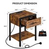 Garvee Nightstand Set of 2, Nightstands with Charging Station, Modern Nightstands with Drawers Storage Shelf for Bedroom, Living Room, Brown - 2 of 4