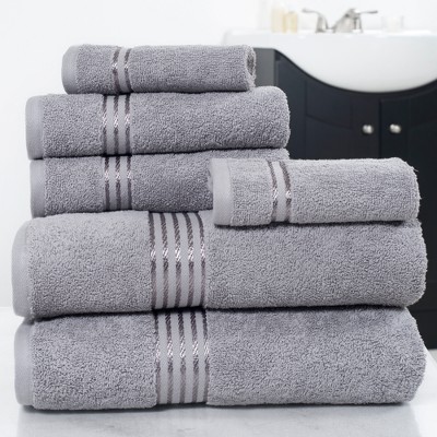 Solid Bath Towels And Washcloths 6pc Gray - Yorkshire Home