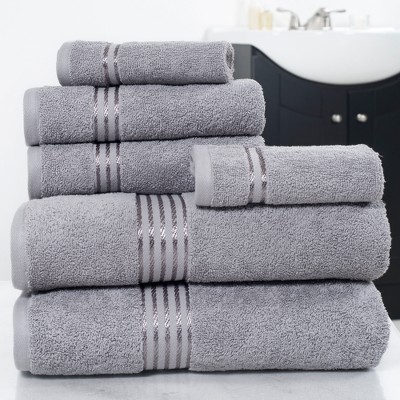 Solid Bath Towels and Washcloths 6pc Black Yorkshire Home