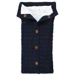 Hudson Baby Infant Boy Faux Shearling Knitted Baby Lounge Stroller Wrap Sack, Navy, One Size
